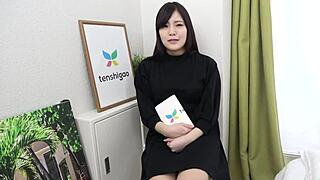 Asian cutie gets her first solo scene with masturbation