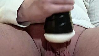 Close up of a man’s solo pleasure with a Fleshlight