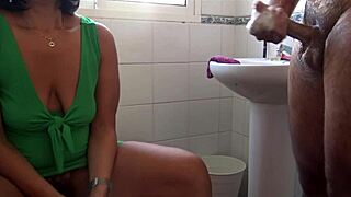 Older stepmother watches stepson with keen interest