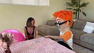 Mystic Christina explores crystal ball with eager tongue