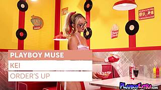 Steaming hottie Keira Jackson stripped down in the bar