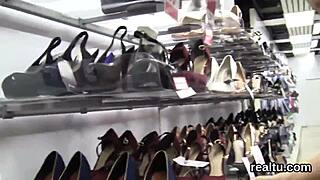 Czech teenie teased, penetrated in steamy shop encounter