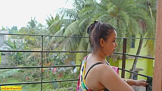 Desi bhabhi threw a bra from the balcony, and then she got intimate