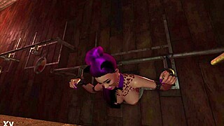 A girl is having sex right on the wall, with intense passion