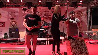 Entertaining performance featuring pornographic actors on a stage