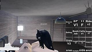 Dora and Yuki's sensual encounter in a roblox apartment