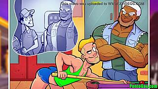 Gay cartoon drawing: Hot gay sex with a caminhoneiro