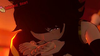 Hentai girl Kali offers foot worship to Blake in a looping video