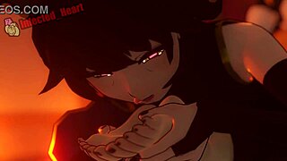 Hentai girl Kali offers foot worship to Blake in a looping video