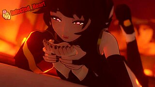Hentai girl Kali offers foot worship to Blake in a looping video
