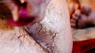 Hairy gay guy pleasures himself with toys and fingers