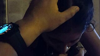 Homemade video of a schoolgirl giving a blowjob and getting cumshot