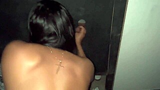 Married couple enjoys hot sex in swing house glory hole