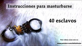 Jerk off instructions for a BDSM slave in Spanish