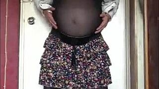 Proud sissy crossdresser flaunts her assets