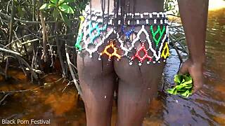 Narrow ass Zulu beauty gets fucked in the river