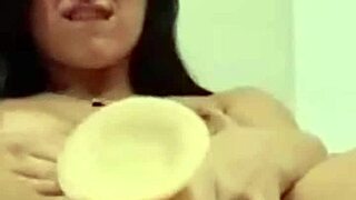 Big natural tits bouncing during amateur solo masturbation