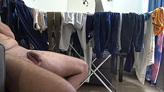 Old and young couple's naughty encounter in lingerie
